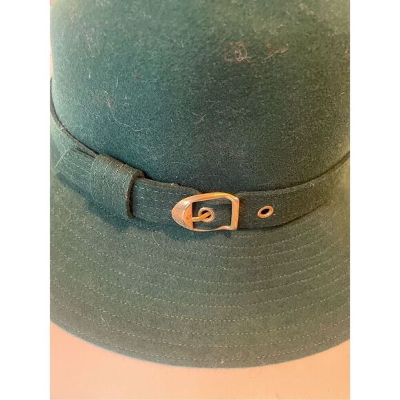 Halston Excello Green Wool Fedora Hat - Picture 2 of 6